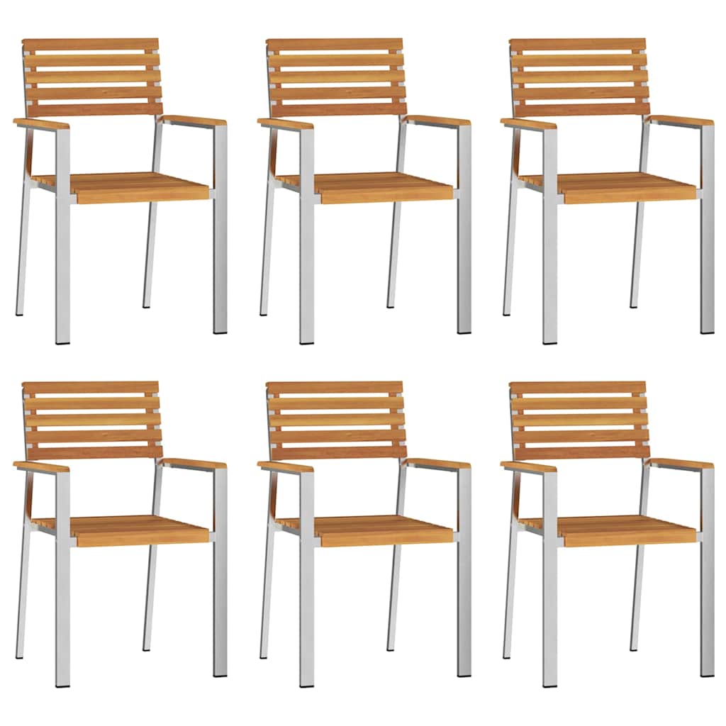 Garden Chair 6 pcs Oil Natural Solid Acacia Wood