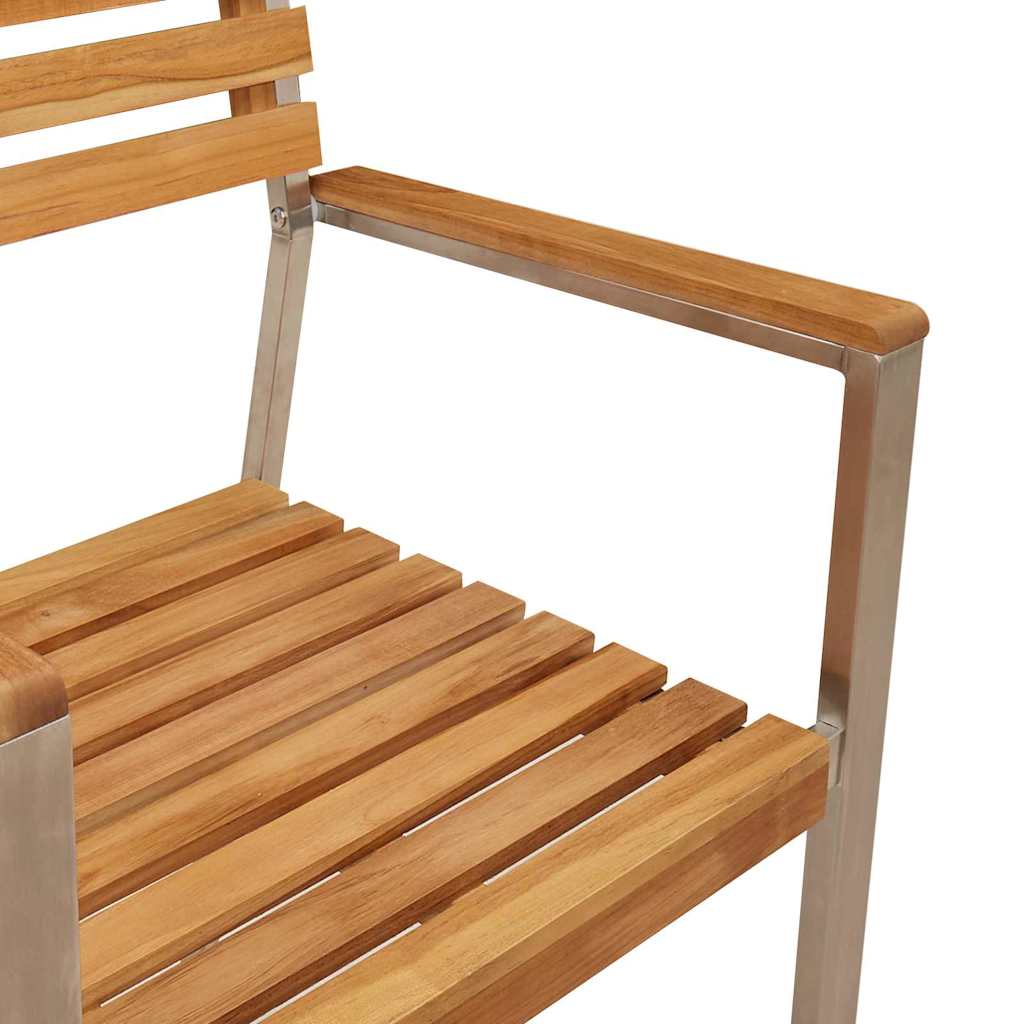 Garden Chair 8 pcs Solid Teak Wood and Stainless Steel