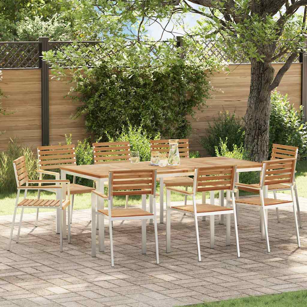 Garden Chair 8 pcs Solid Teak Wood and Stainless Steel