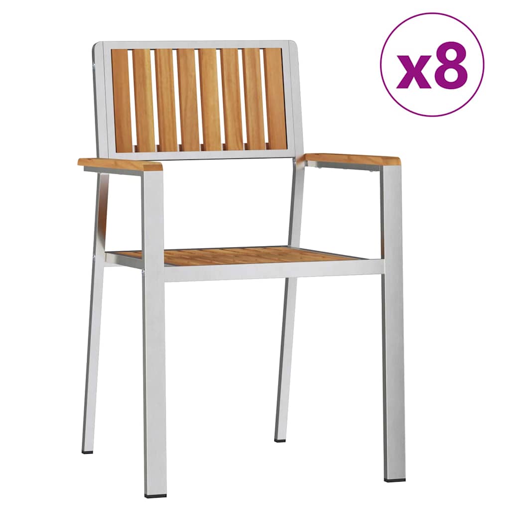 Garden Chair 8 pcs Brown 56 x 54.5 x 87 cm Solid Teak Wood