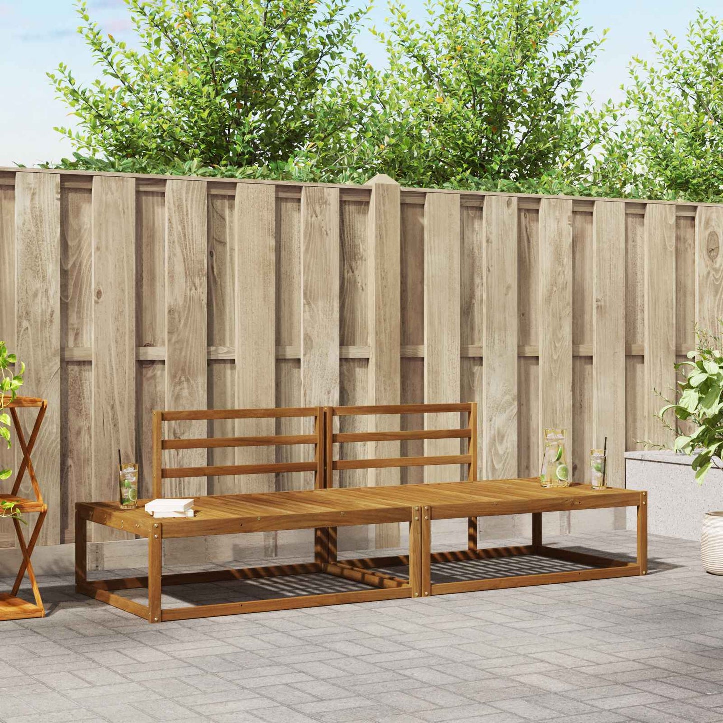 Outdoor Sofa Set Natural Solid Acacia Wood