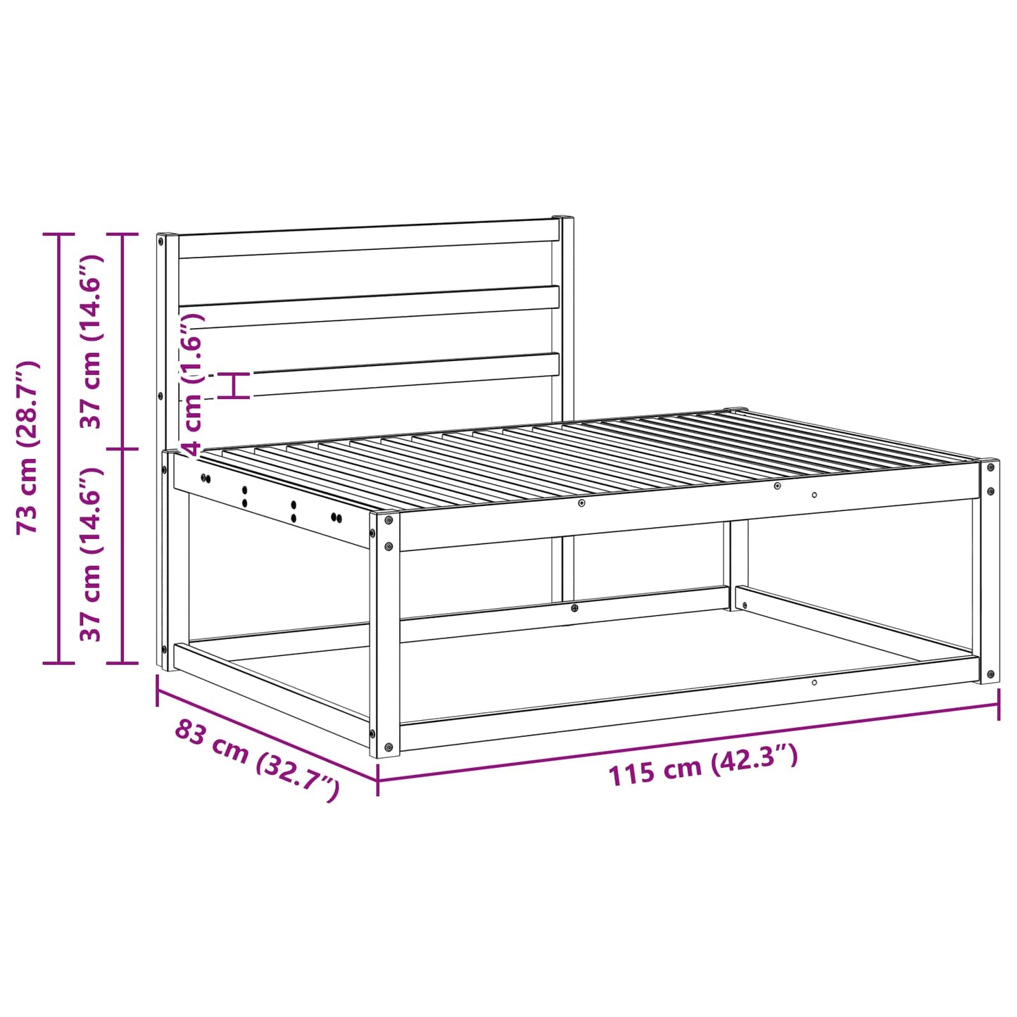 Outdoor Sofa Set Natural Solid Acacia Wood