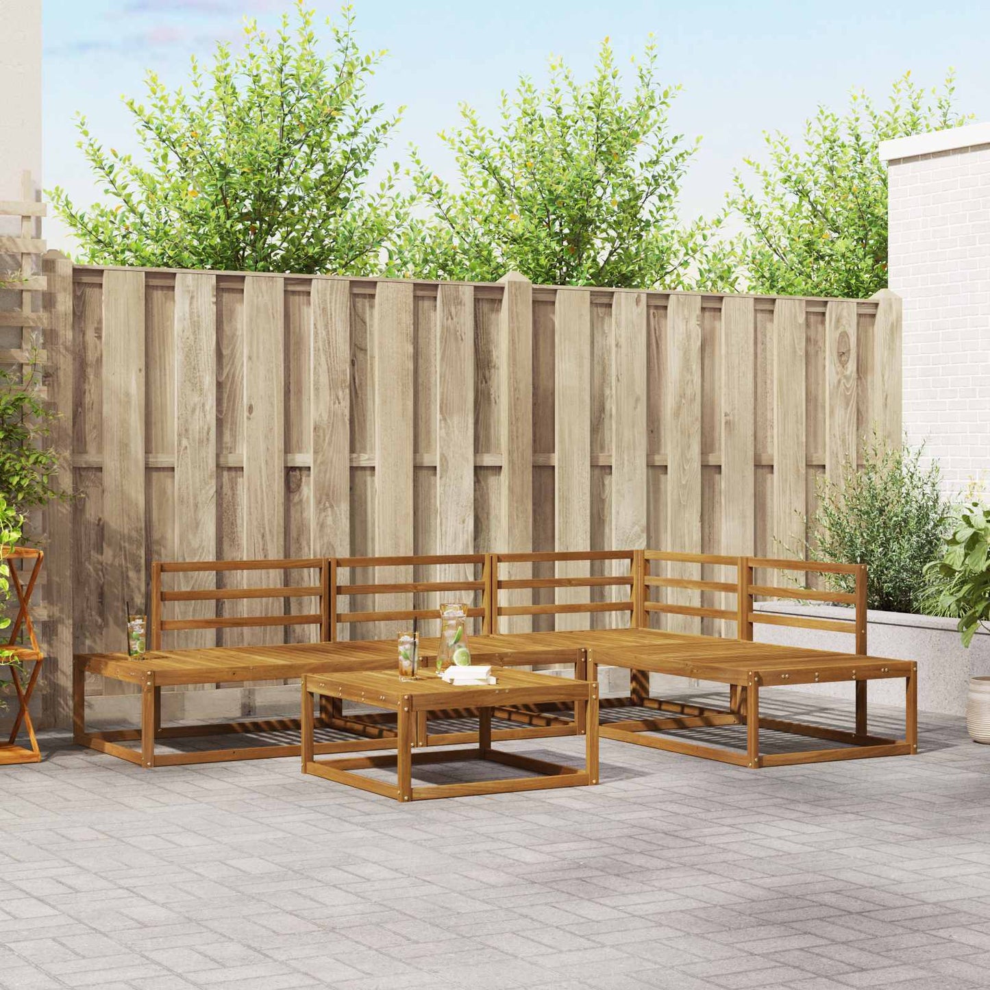 Outdoor Sofa Set Natural Solid Acacia Wood