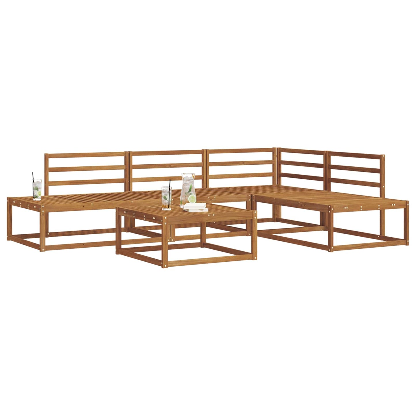Outdoor Sofa Set Natural Solid Acacia Wood