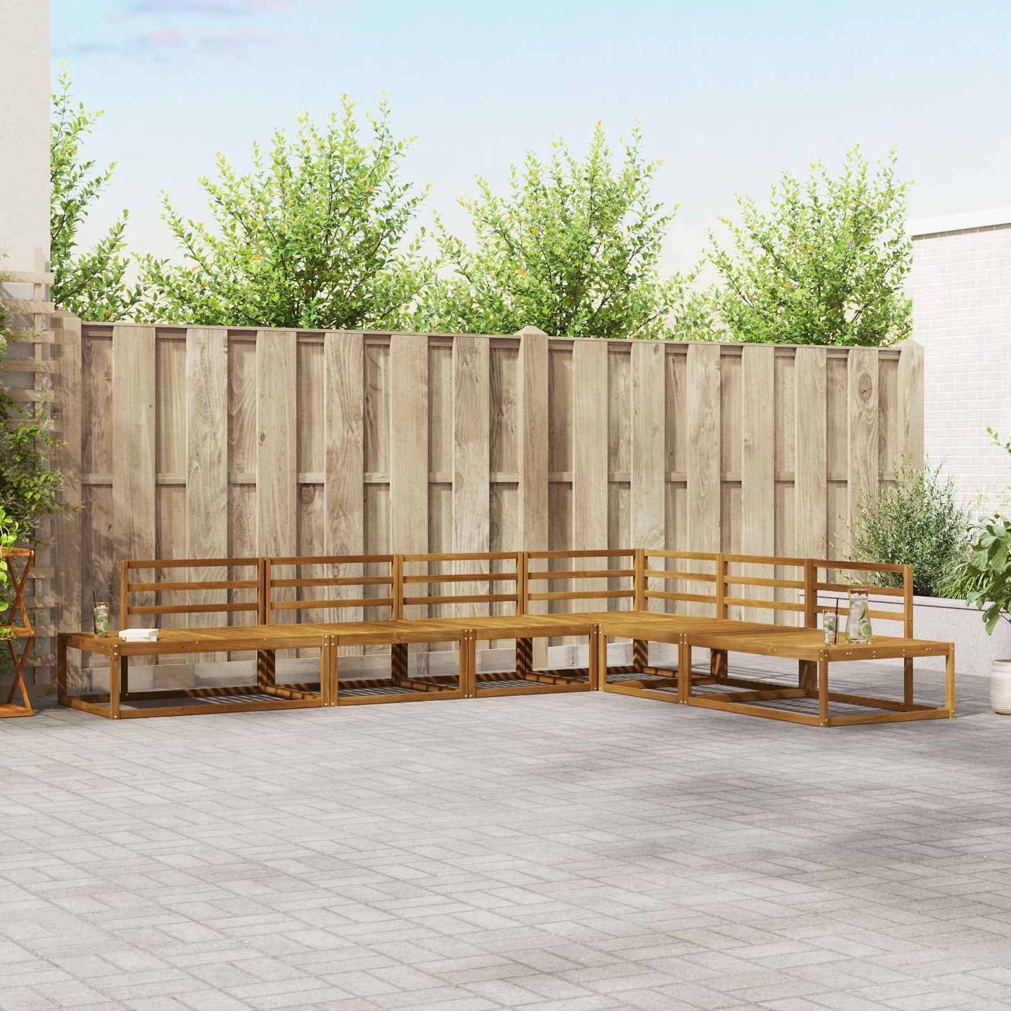 Outdoor Sofa Set Natural Solid Acacia Wood