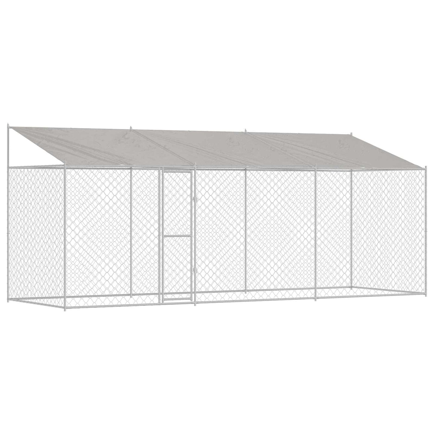 Dog Cage with Roof Silver 600 x 200 x 256 cm Steel and PE