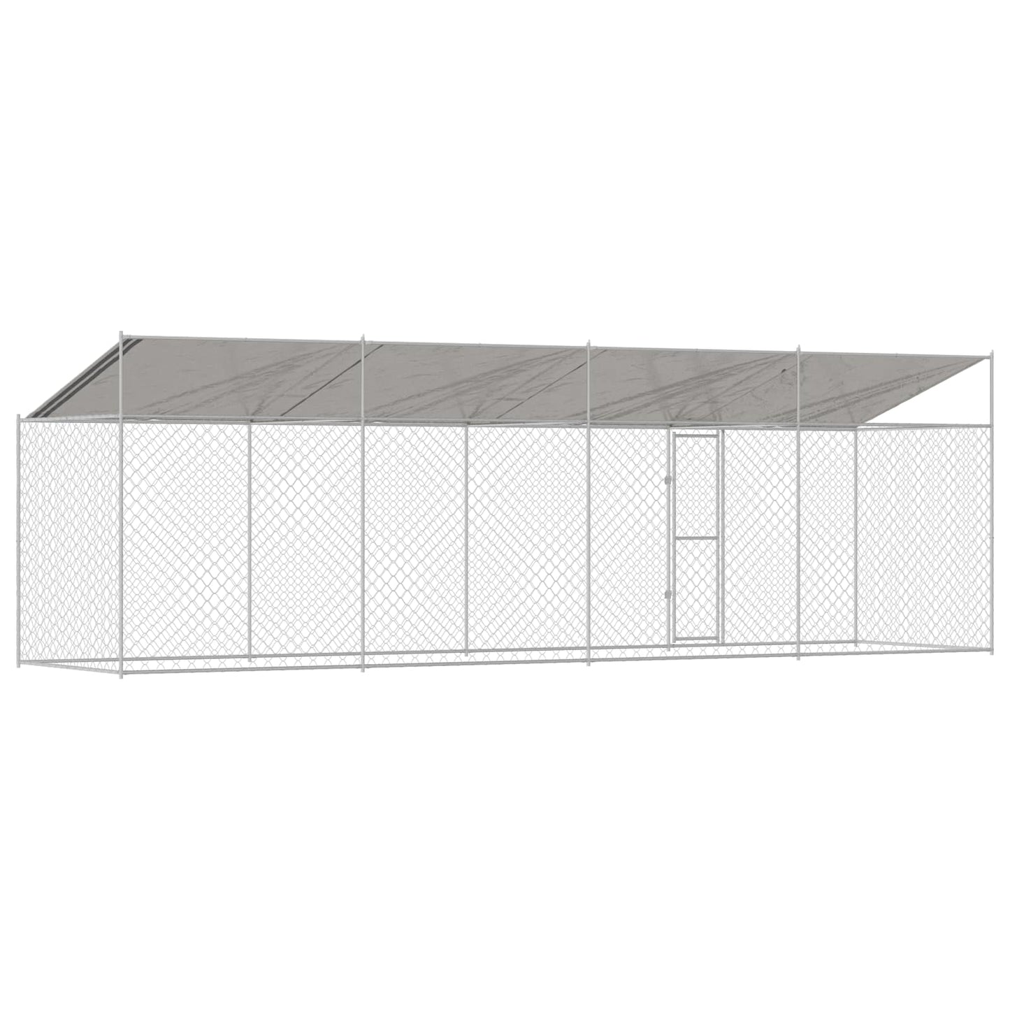 Dog Cage with Roof Silver 800 x 200 x 256 cm Steel and PE