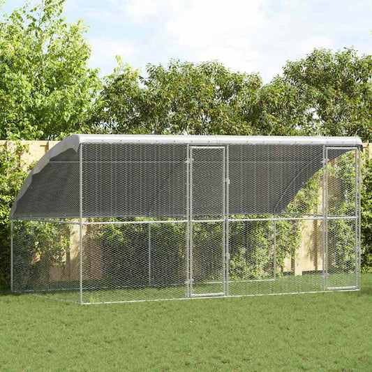 Chicken Cage 2 pcs Silver 400 x 200 x 200 cm Galvanised Steel