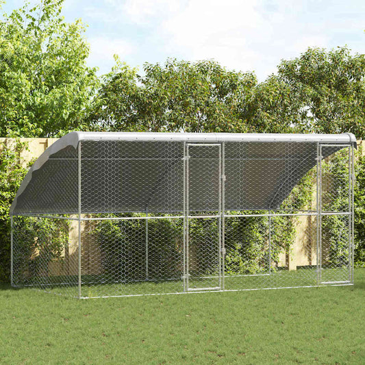 Dog Kennel 2 pcs Silver 4 x 2 x 2 m Galvanised steel