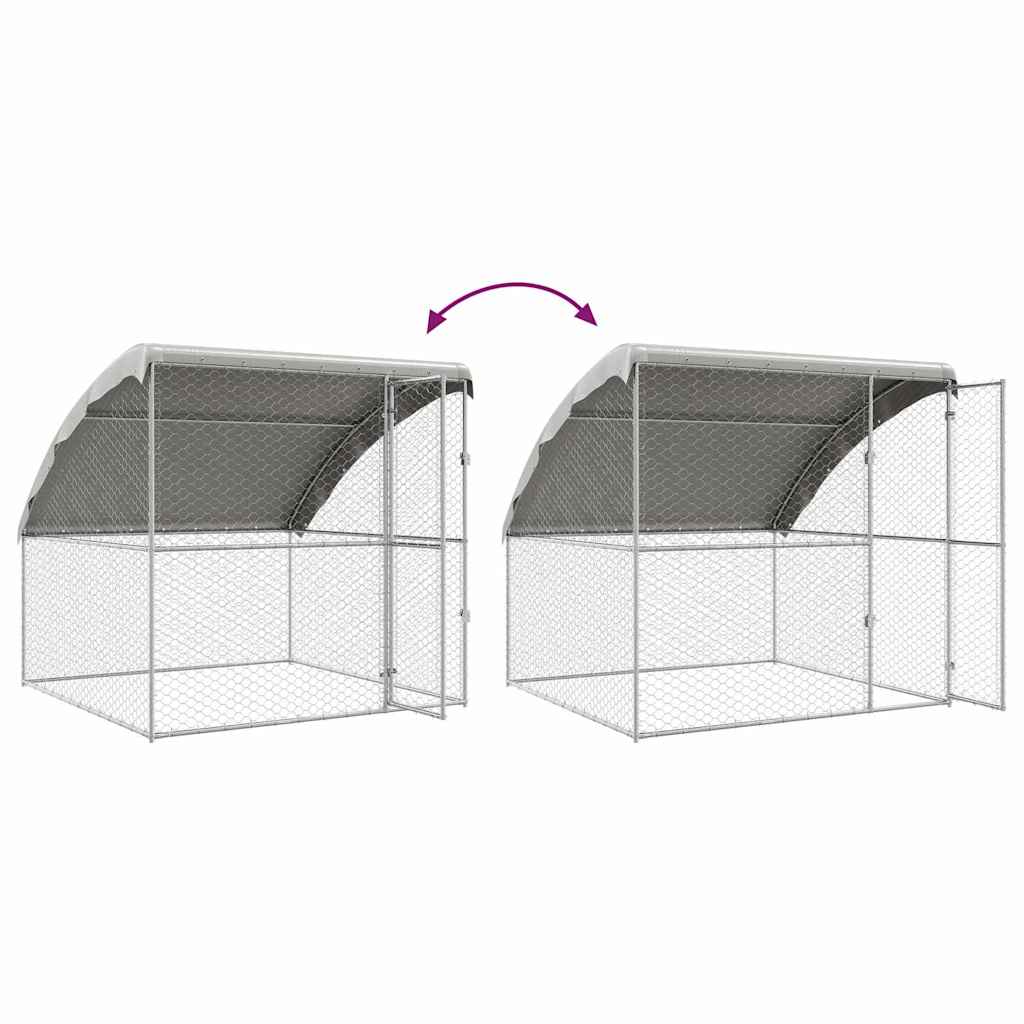 Dog Kennel 2 pcs Silver 4 x 2 x 2 m Galvanised steel