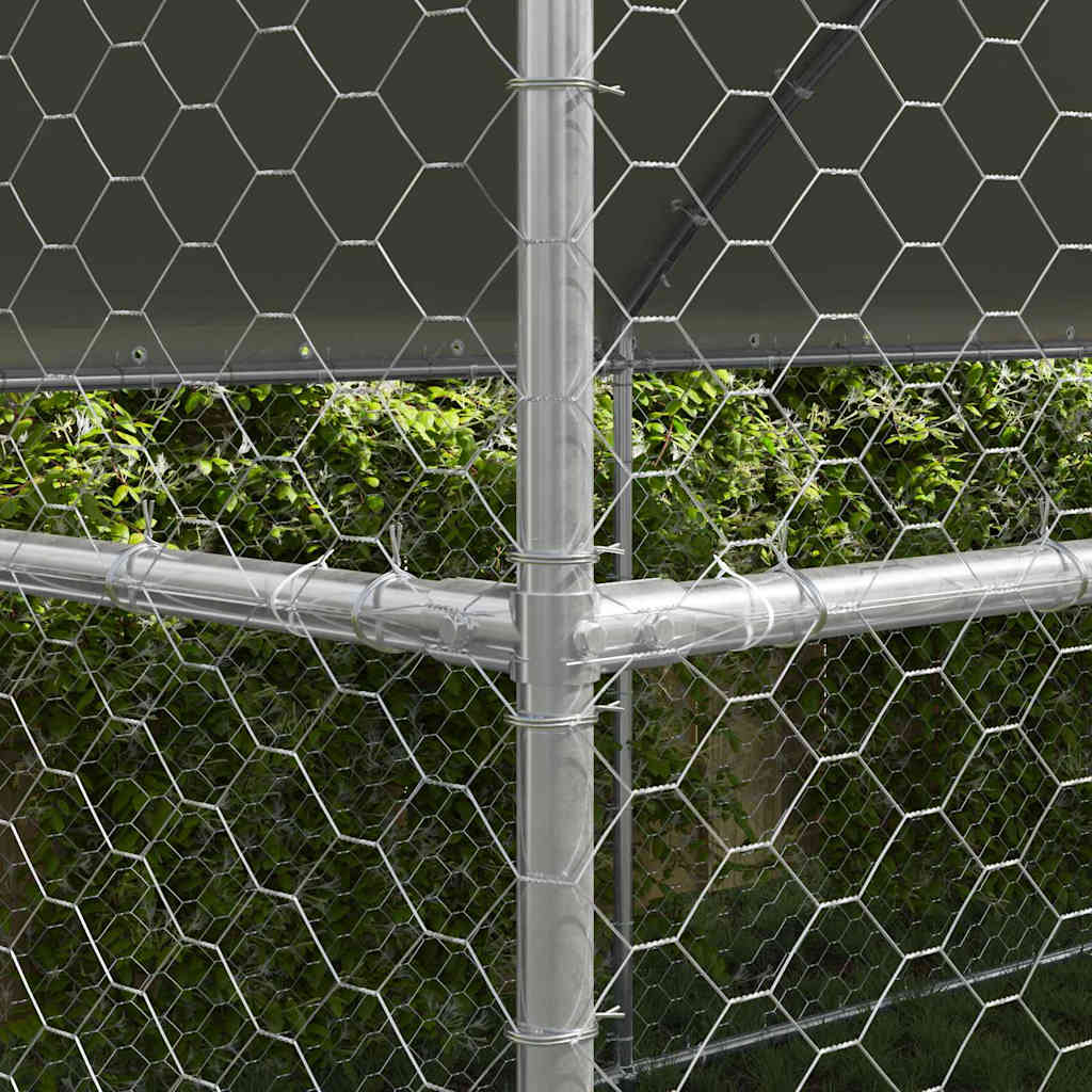 Dog Kennel 4 pcs Silver 8 x 2 x 2 m Galvanised steel
