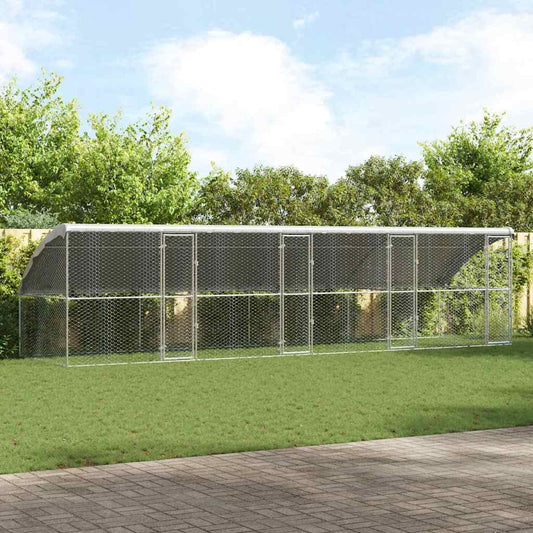 Dog Kennel 4 pcs Silver 8 x 2 x 2 m Galvanised steel