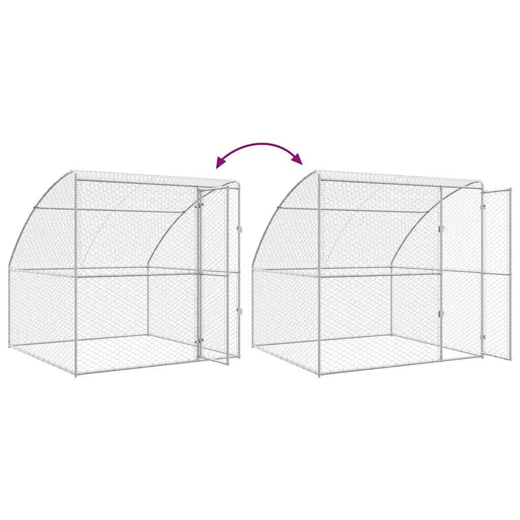 Dog Kennel 2 pcs Silver 4 x 2 x 2 m Galvanised steel