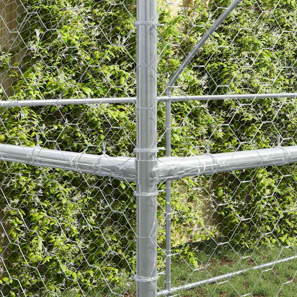 Dog Kennel 4 pcs Silver 8 x 2 x 2 m Galvanised steel