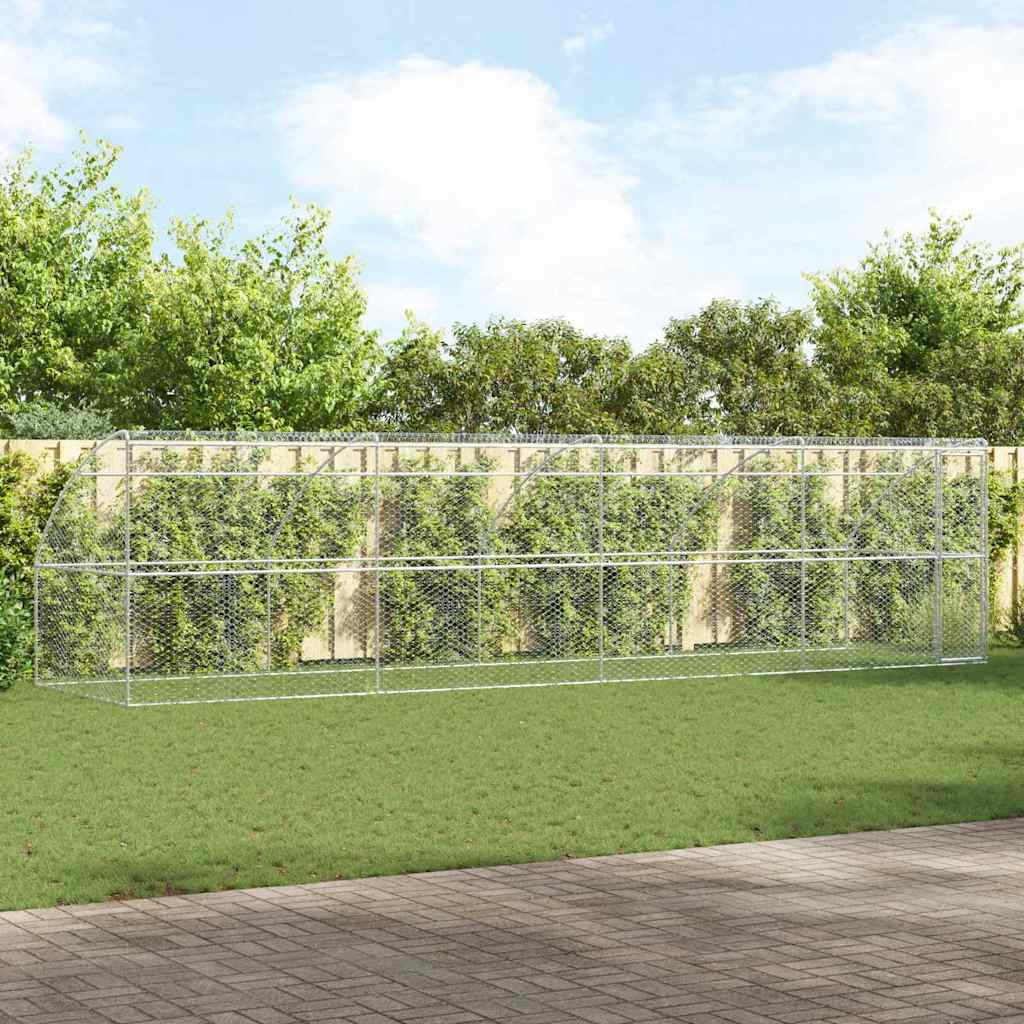 Dog Kennel 4 pcs Silver 8 x 2 x 2 m Galvanised steel