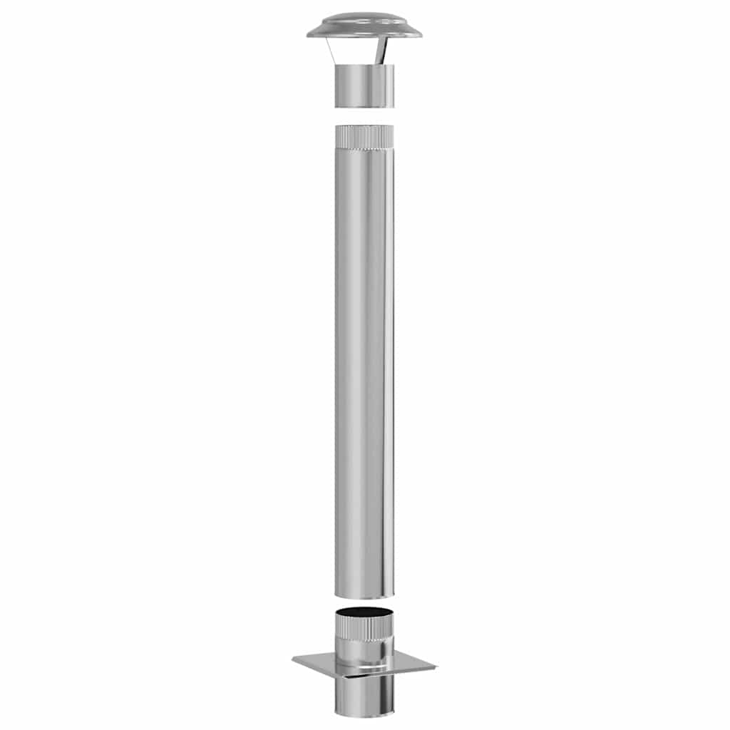 Chimney Extension Silver 25 x 25 x 132 cm Stainless steel