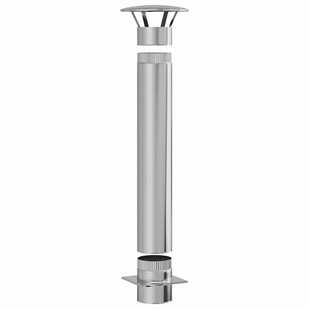 Chimney Extension Silver 35 x 35 x 132 cm Stainless steel