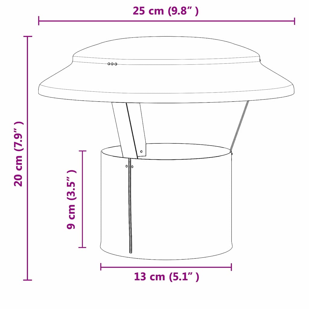 Rain Cover Chimney Silver 25 x 25 x 20 cm Stainless Steel