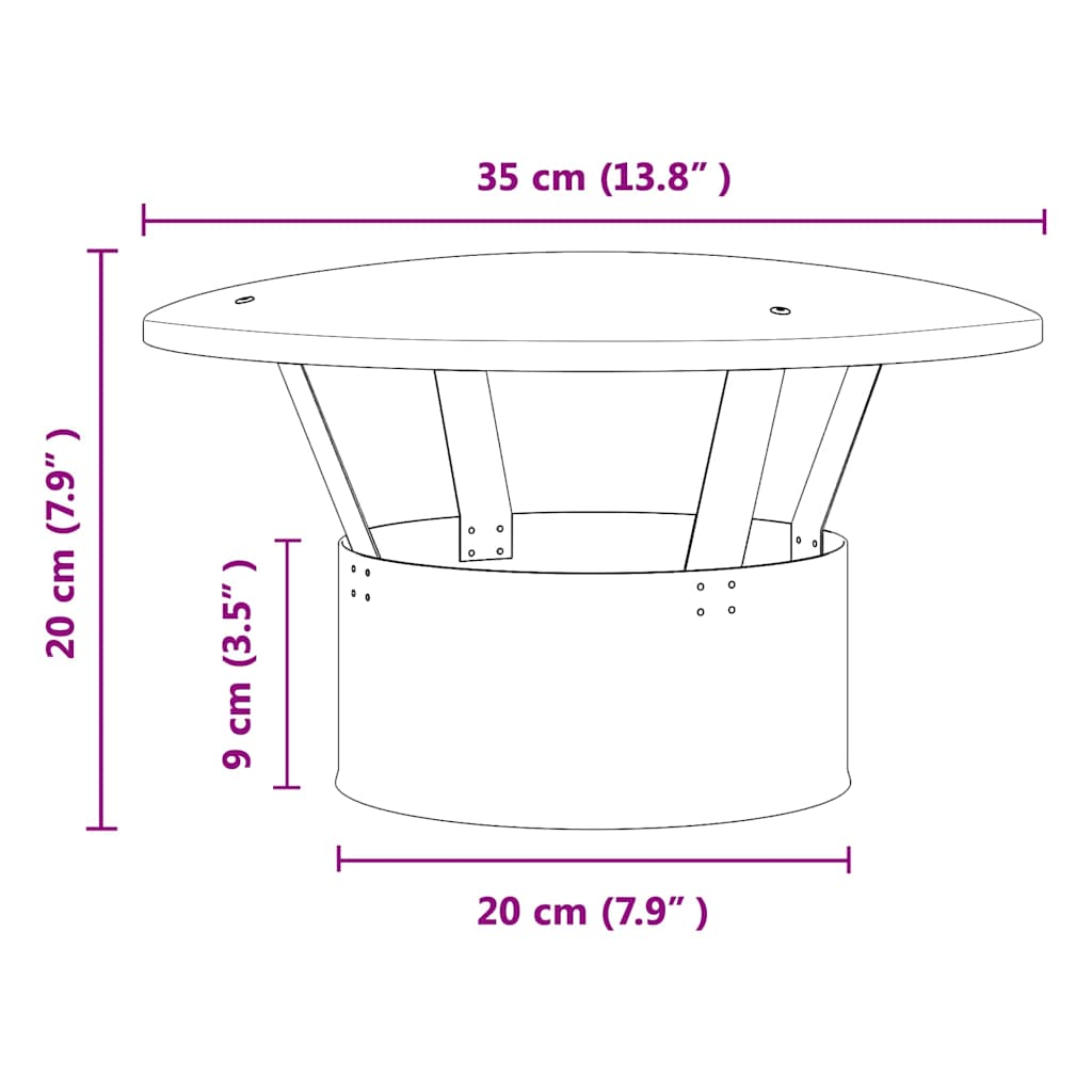 Rain Cover Chimney Silver 35 x 35 x 20 cm Stainless Steel