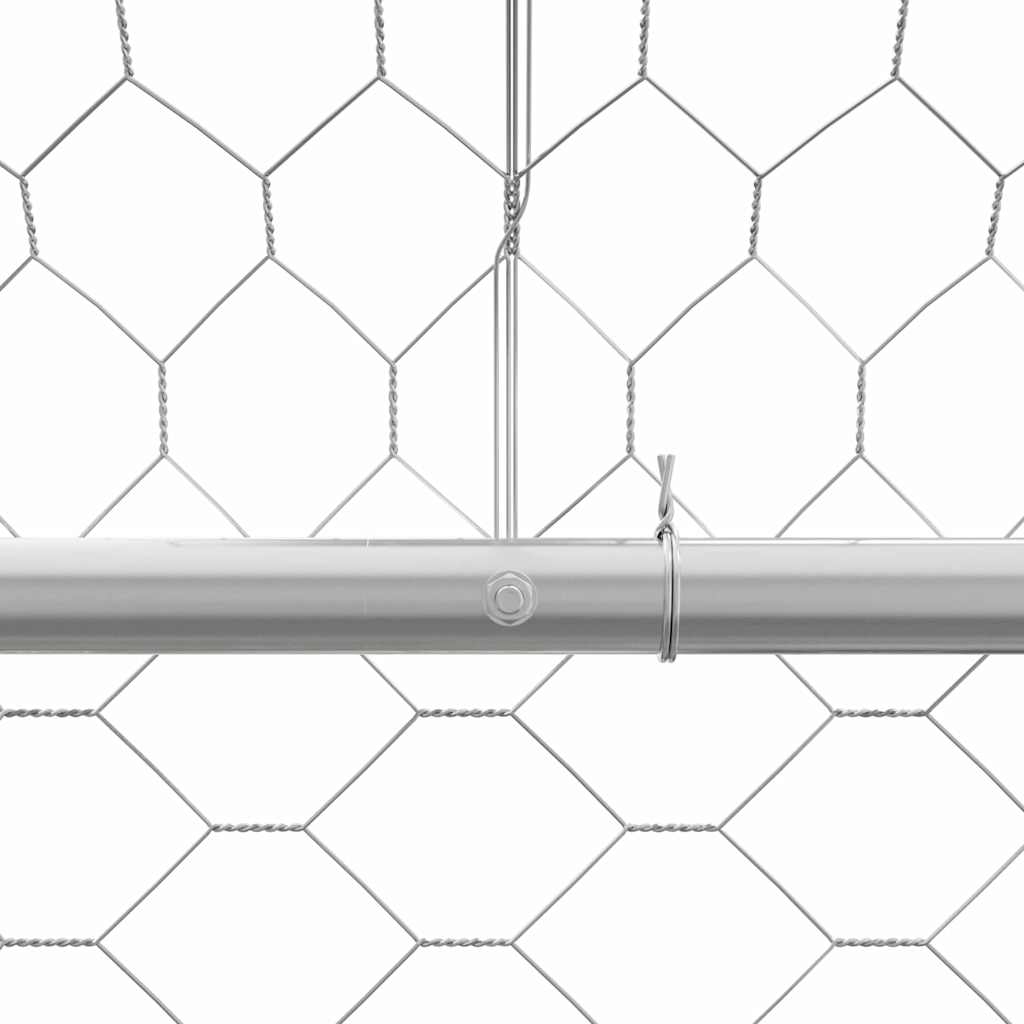 Dog Kennel with Storage Silver 2 x 2 x 2 m Galvanised steel