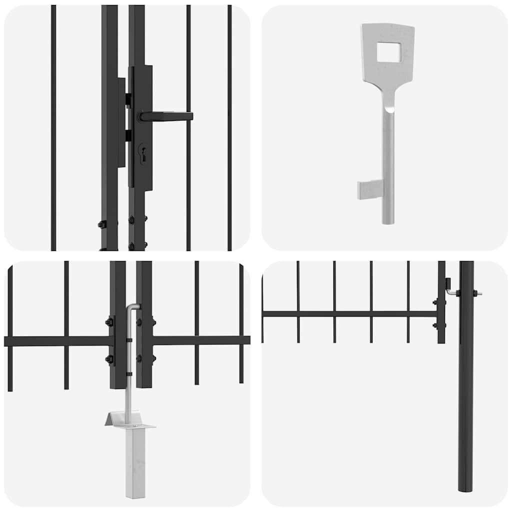 Double Gate with Lock Woerden Grey 299.5 x 149.5 cm Steel