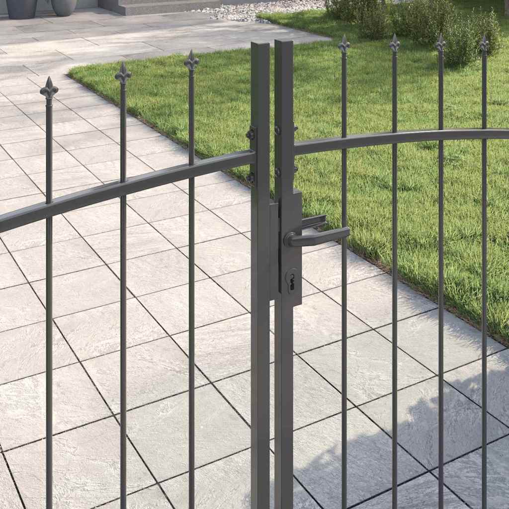 Double Gate with Lock Woerden Grey 299.5 x 174.5 cm Steel