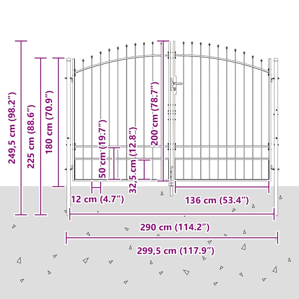 Double Gate with Lock Woerden Grey 299.5 x 249.5 cm Steel