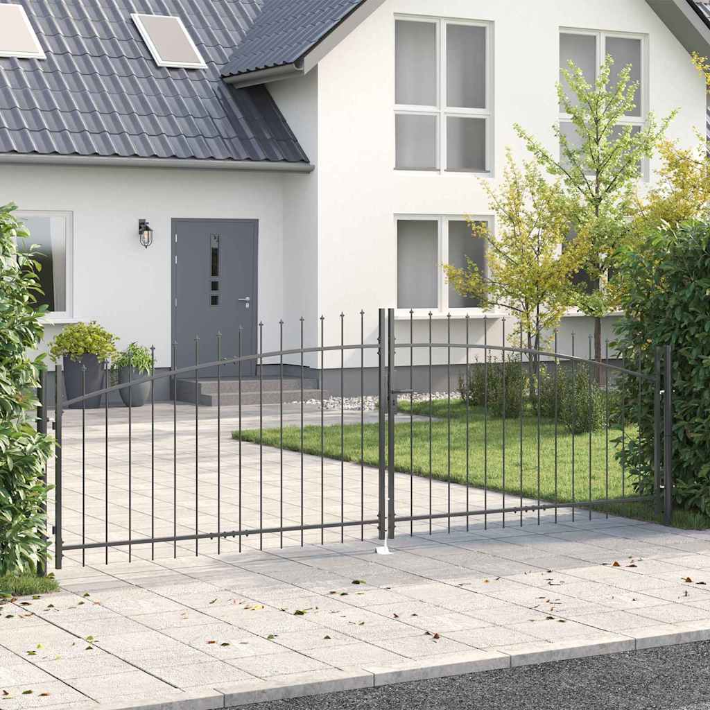 Double Gate with Lock Woerden Grey 400 x 174.5 cm Steel