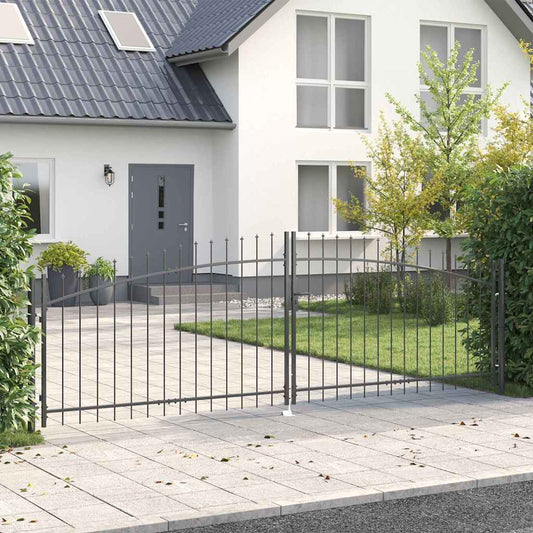 Double Gate WOERDEN 400 x 174.5 cm Steel Grey Lockable