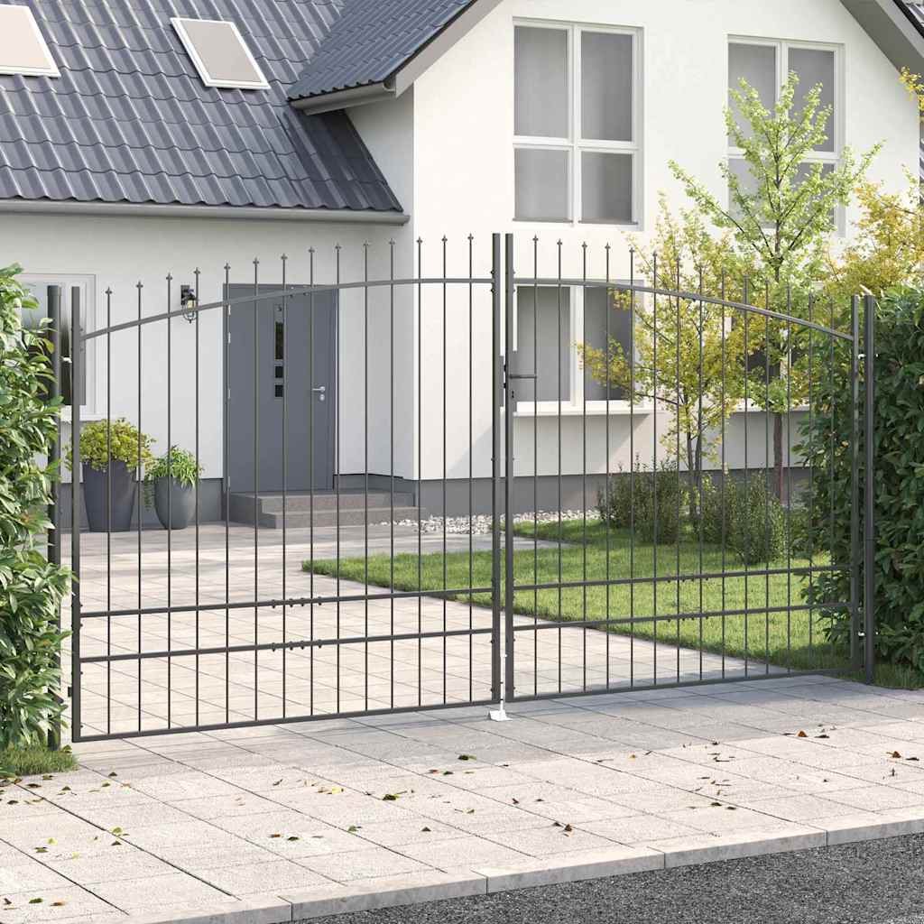 Double Gate with Lock Woerden Grey 400 x 249.5 cm Steel