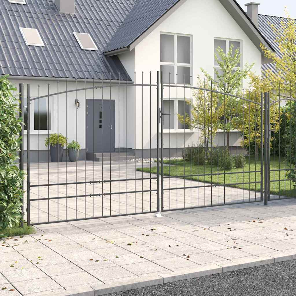 Double Gate with Lock Woerden Grey 400 x 249.5 cm Steel