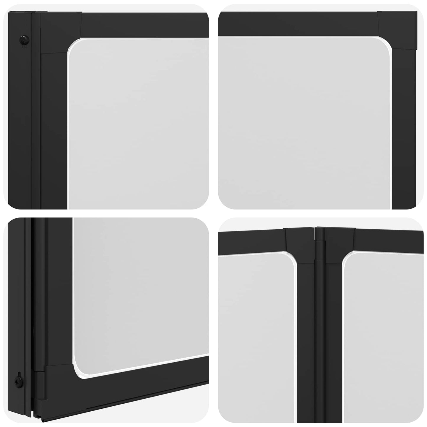 Shower Screen Folding Black 120 x 2 x 117 cm Aluminium and PP