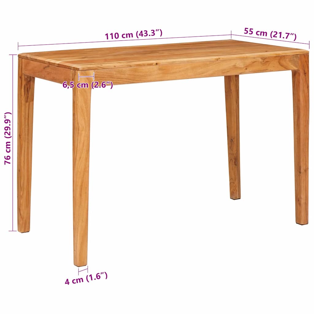 Dining Table Brown 110 x 55 x 76 cm Solid Acacia Wood