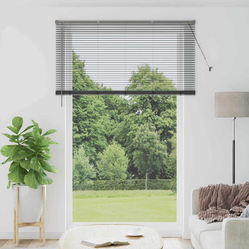 Venetian Blinds Height Adjustable Dark Grey 220x150cm Aluminium