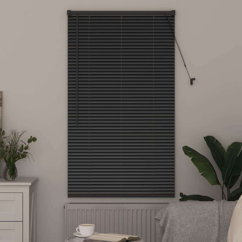 Venetian Blinds Height Adjustable Black 130 x 70 cm Aluminium