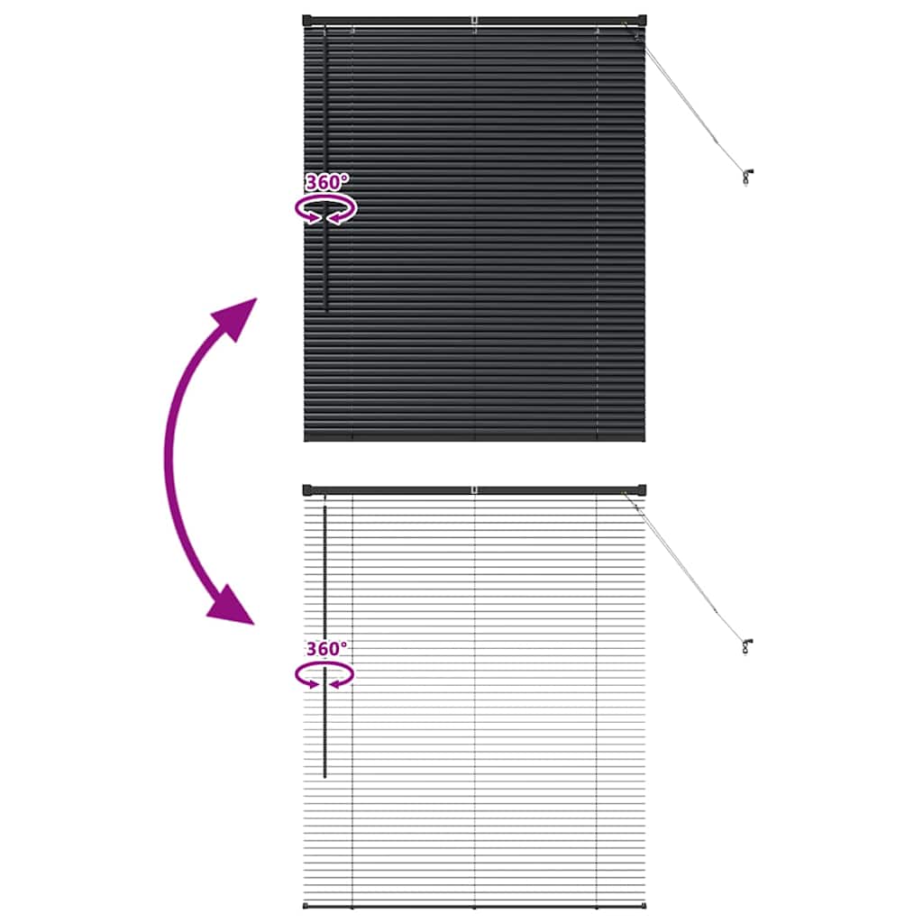 Venetian Blinds Height Adjustable Black 130 x 105 cm Aluminium