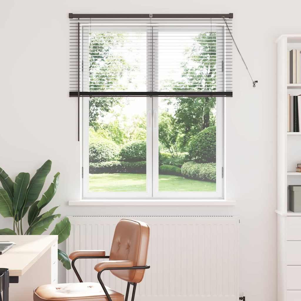 Venetian Blinds Height Adjustable Black 130 x 120 cm Aluminium