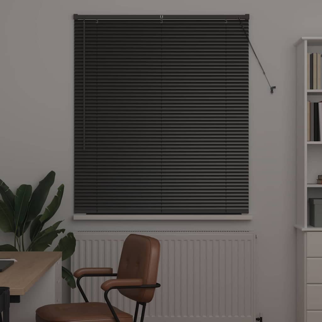 Venetian Blinds Height Adjustable Black 130 x 120 cm Aluminium