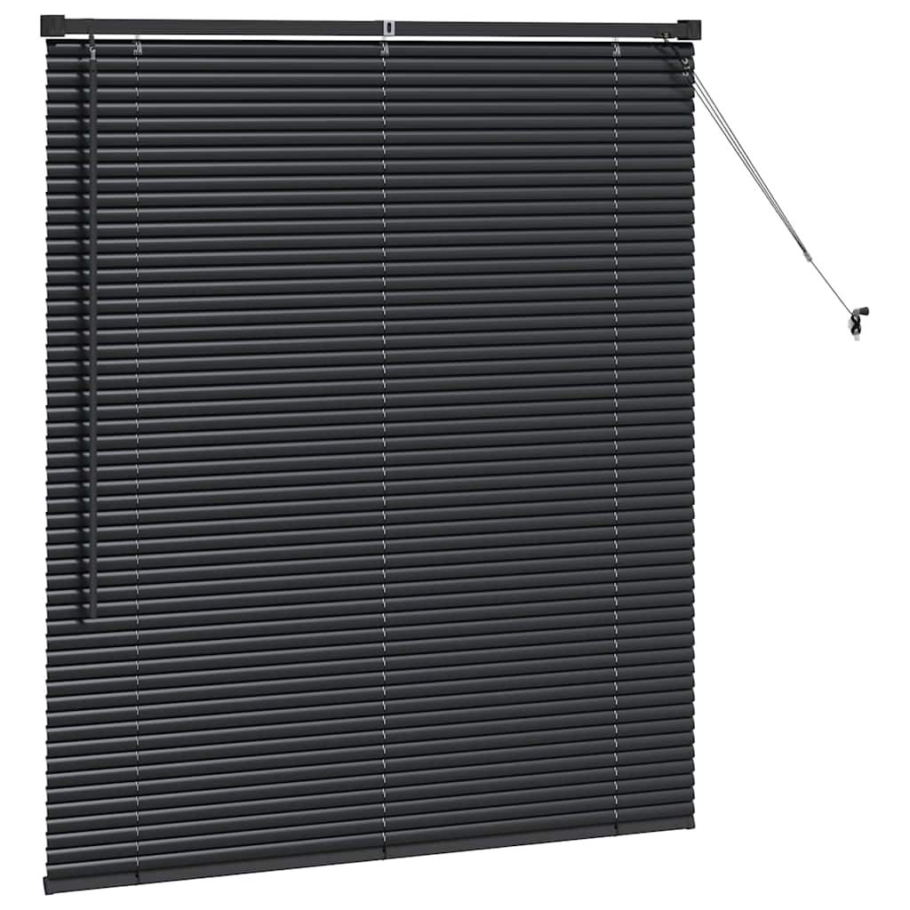 Venetian Blinds Height Adjustable Black 130 x 120 cm Aluminium
