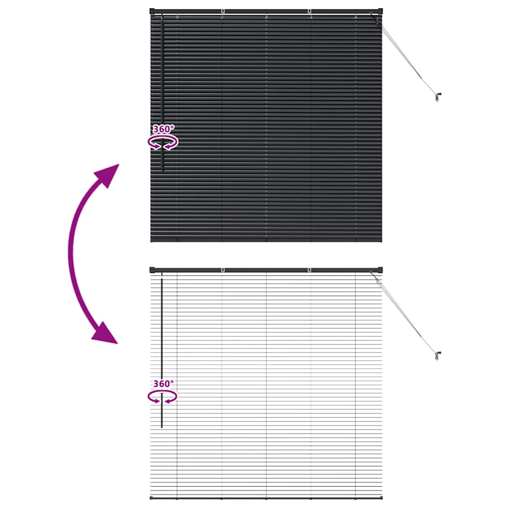 Venetian Blinds Height Adjustable Black 130 x 130 cm Aluminium