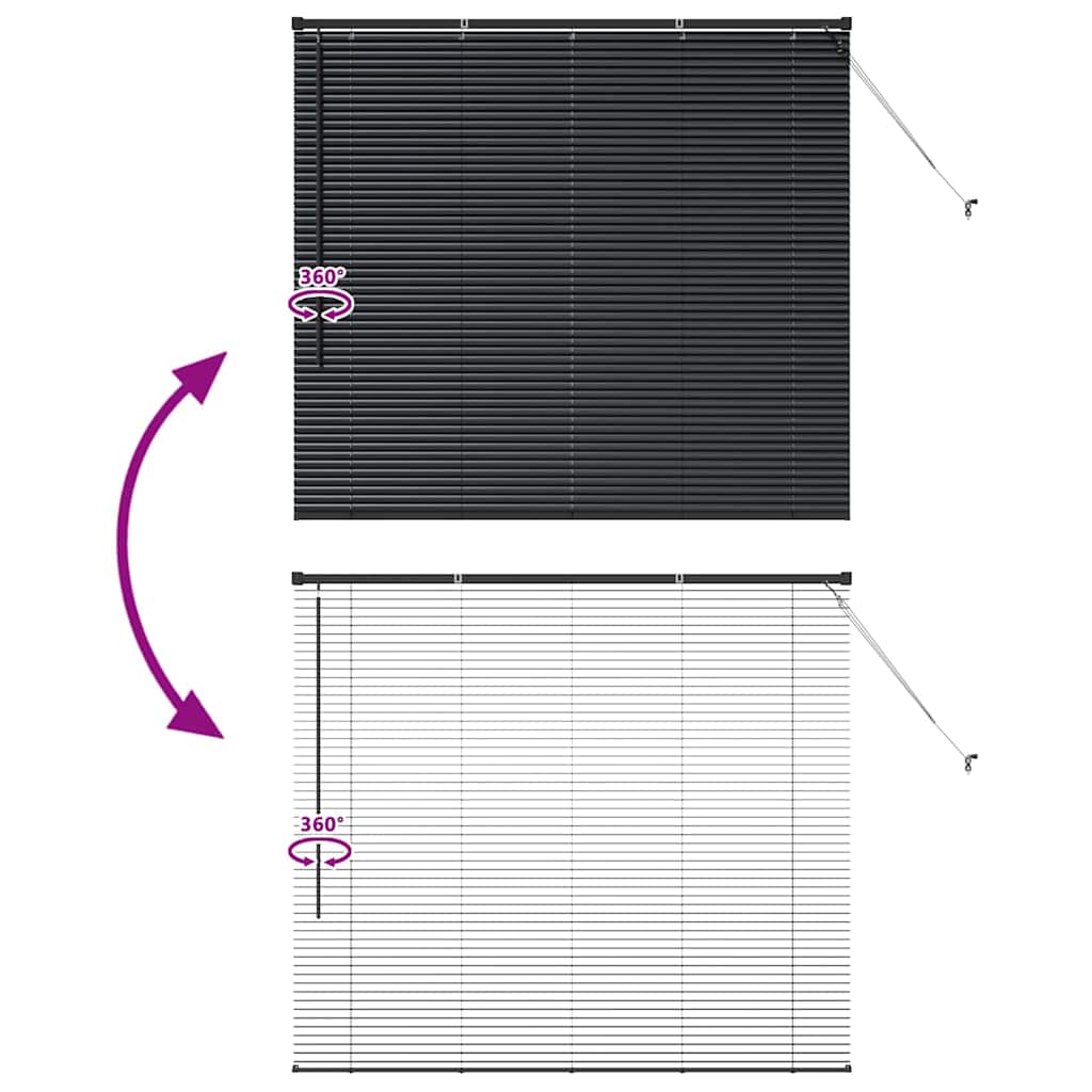 Venetian Blinds Height Adjustable Black 130 x 145 cm Aluminium