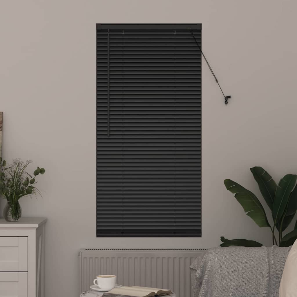 Venetian Blinds Height Adjustable Black 175 x 65 cm Aluminium