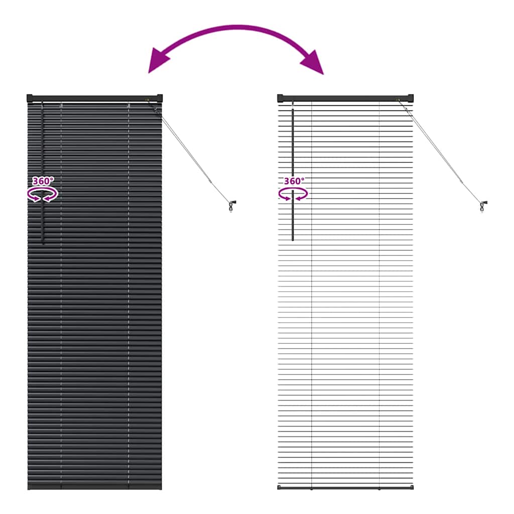 Venetian Blinds Height Adjustable Black 175 x 65 cm Aluminium