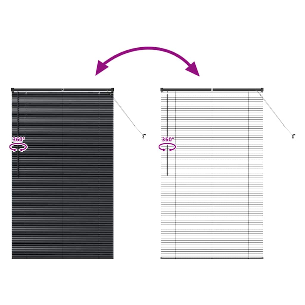 Venetian Blinds Height Adjustable Black 175 x 100 cm Aluminium