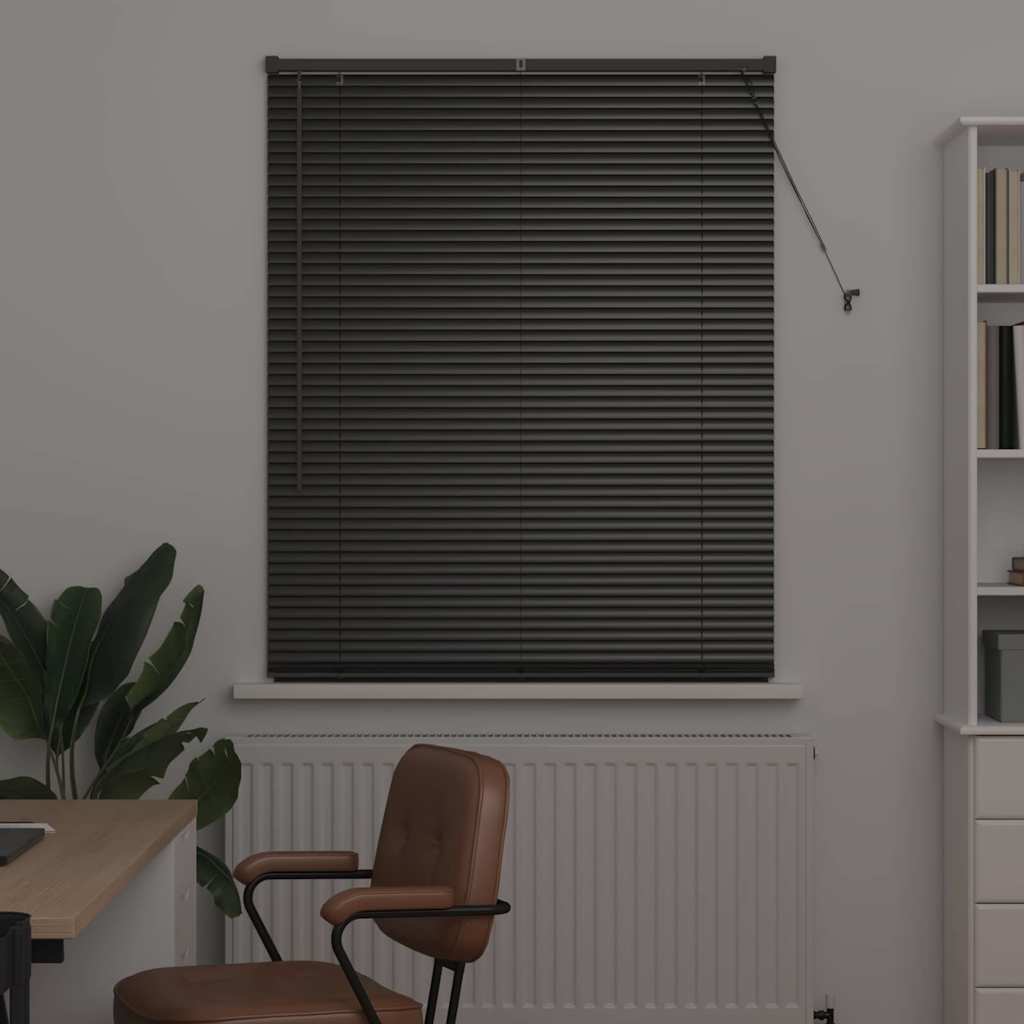 Venetian Blinds Height Adjustable Black 175 x 105 cm Aluminium