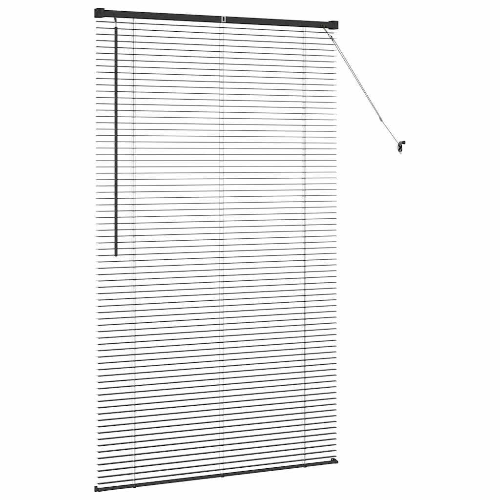 Venetian Blinds Height Adjustable Black 175 x 105 cm Aluminium