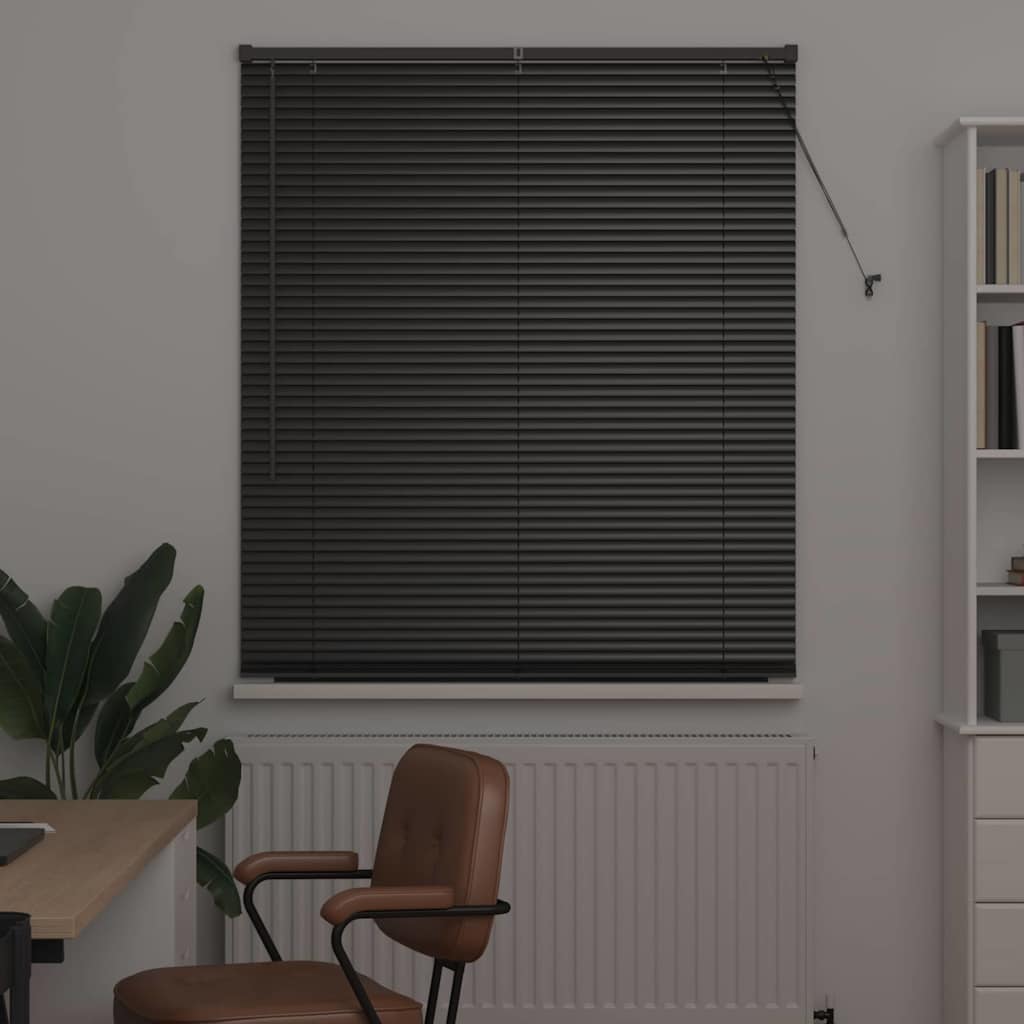Venetian Blinds Height Adjustable Black 175 x 110 cm Aluminium