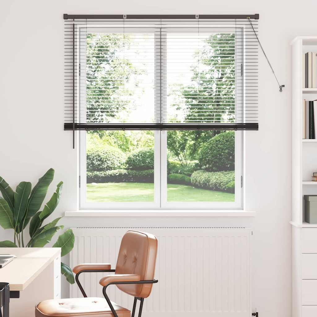 Venetian Blinds Height Adjustable Black 175 x 125 cm Aluminium