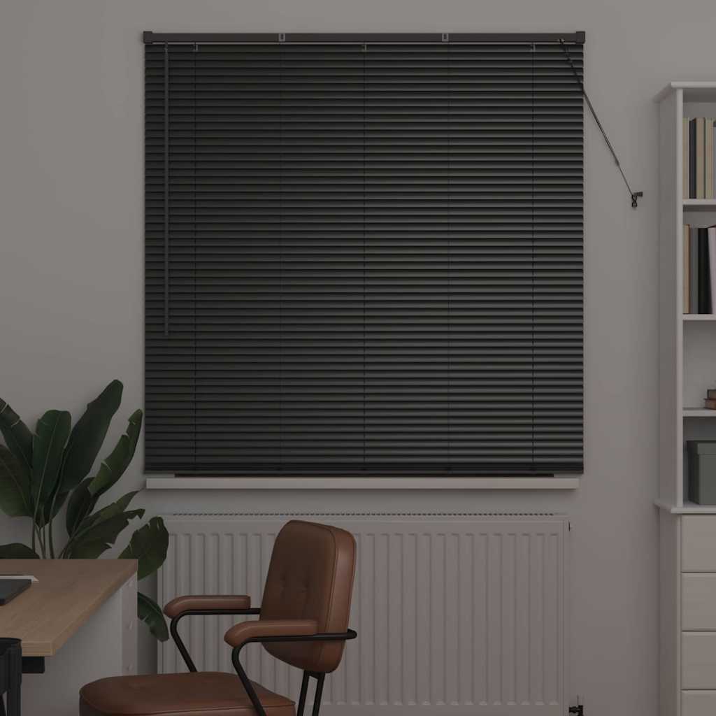 Venetian Blinds Height Adjustable Black 175 x 135 cm Aluminium