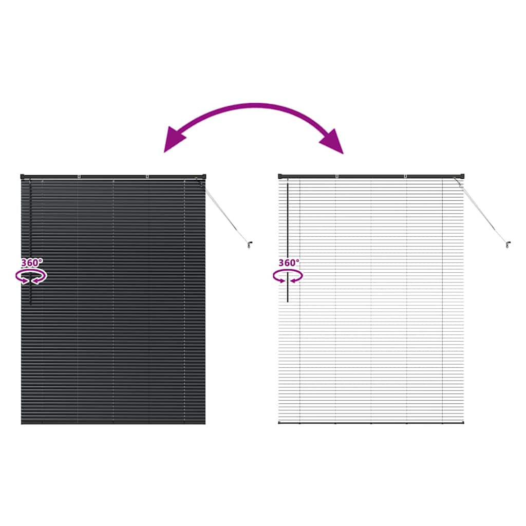 Venetian Blinds Height Adjustable Black 175 x 135 cm Aluminium